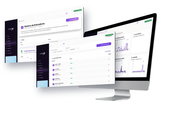 Monitor exibindo o dashboard de gestão de frotas da Segsat